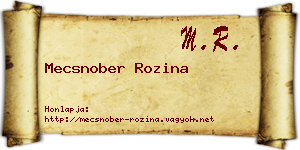 Mecsnober Rozina névjegykártya